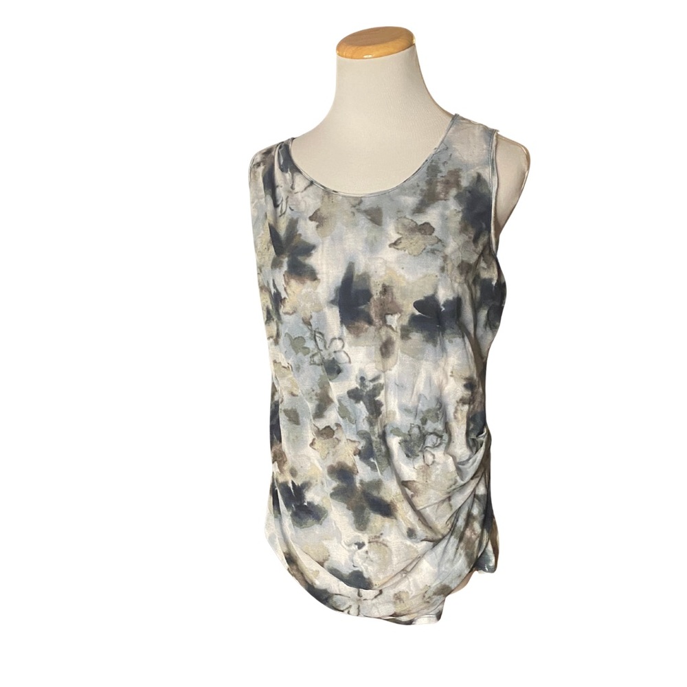 Simply Vera Vera Wang Sleeveless Floral Ruched Top L - Picture 2 of 8
